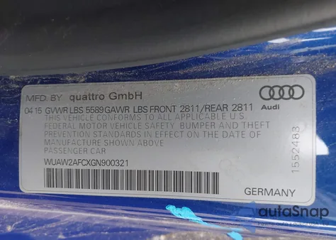 2016 Audi Rs 7 4.0T Prestige from USA, damaged, VIN WUAW2AFCXGN900321